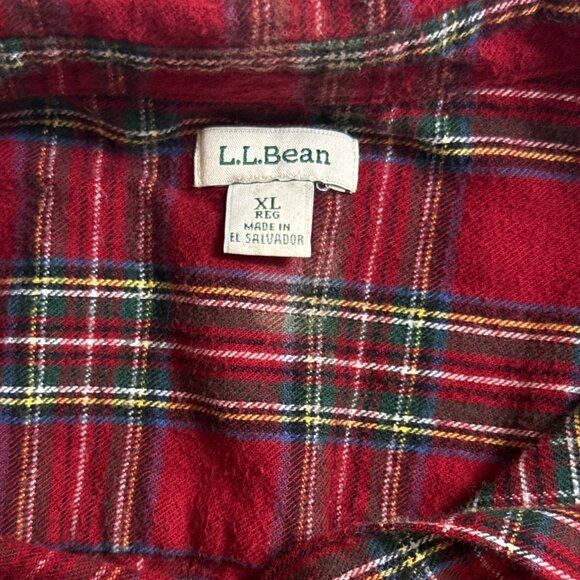 L.L. Bean Womens Red Plaid Flannel Shirt Long Sleeves Collar Button-Down Size XL - Picture 7 of 12